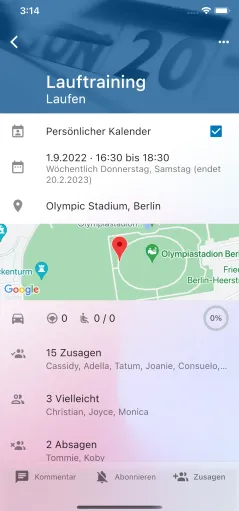 Calendar event run training