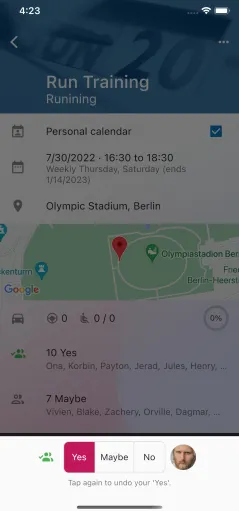 Participate in calendar event run training