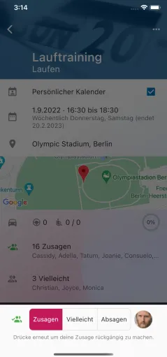 Participate in calendar event run training