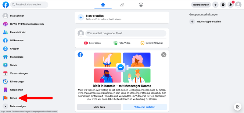 Facebook Startseite