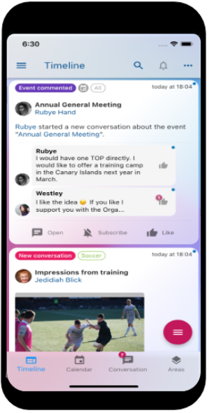 Klubraum Timeline Screenshot