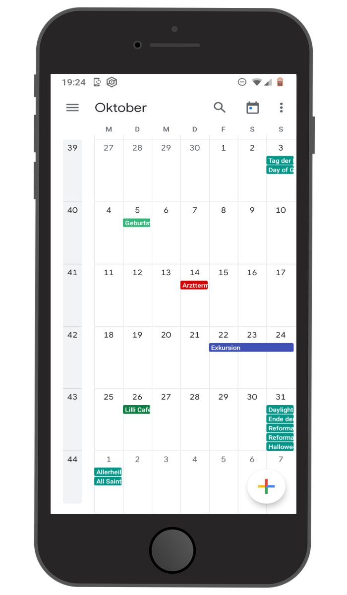 Google Kalender Monatsübersicht