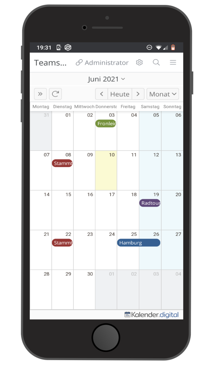 Kalender.digital Monatsübersicht