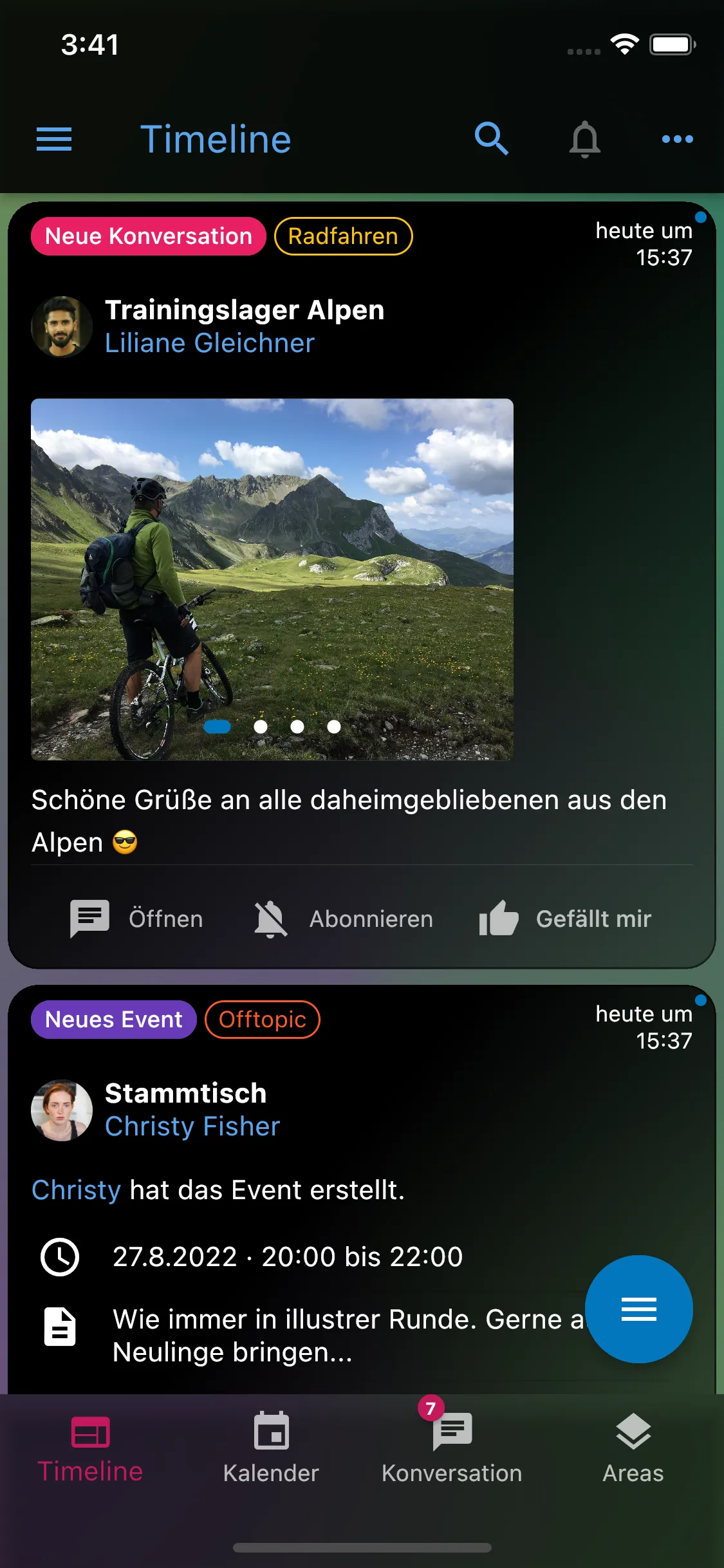 Dark Mode Timeline Mockup