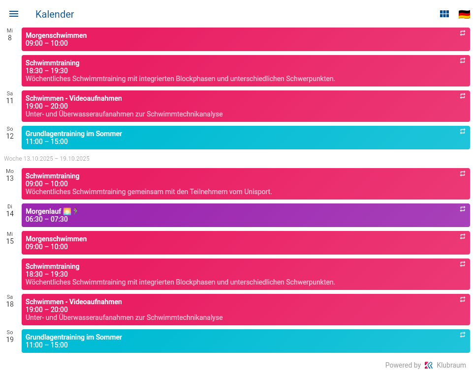 Web Calendar Demo