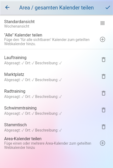 Web Calendar Settings