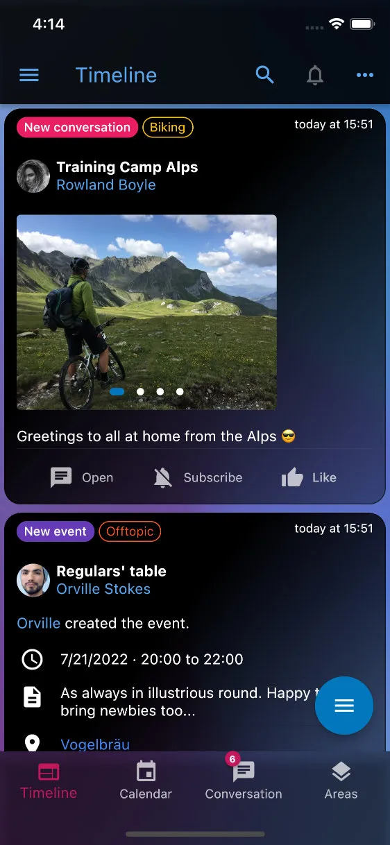 Dark Mode Timeline Mockup