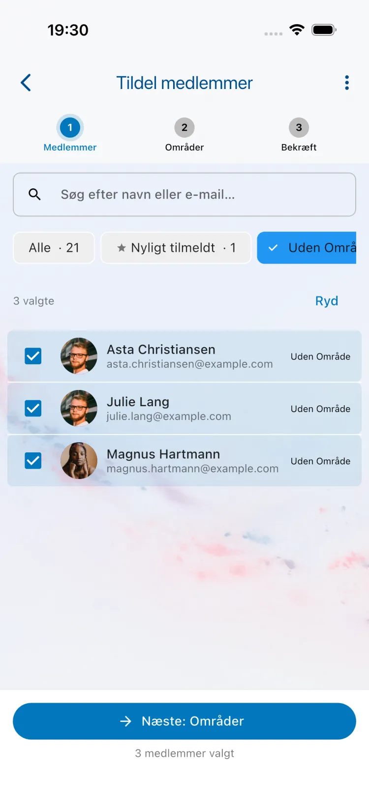 Trin 1: vælg medlemmer