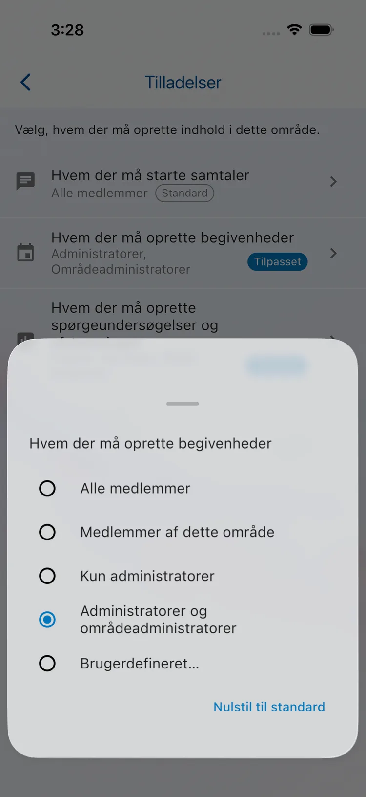 Valg af, hvem der må oprette begivenheder
