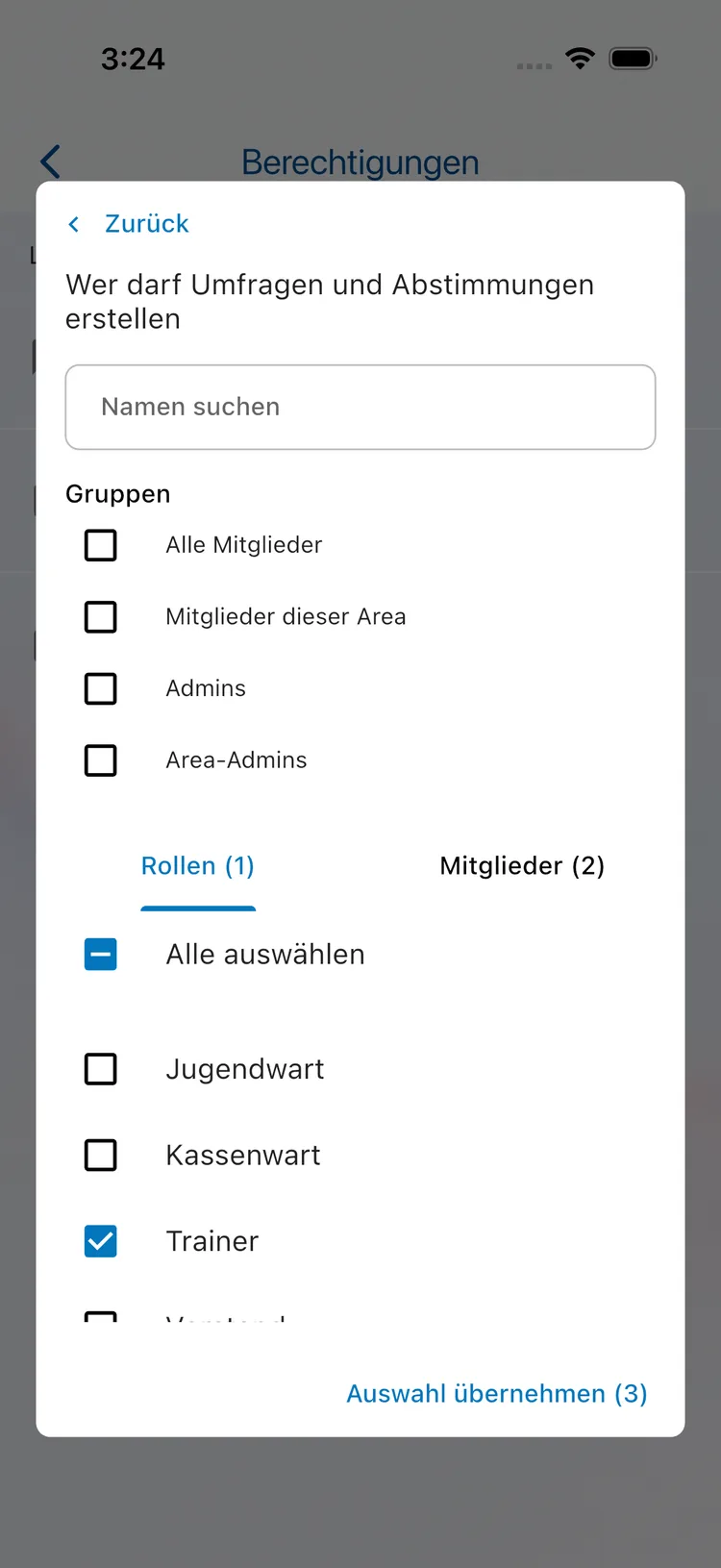 Individuelle Auswahl mit Rollen