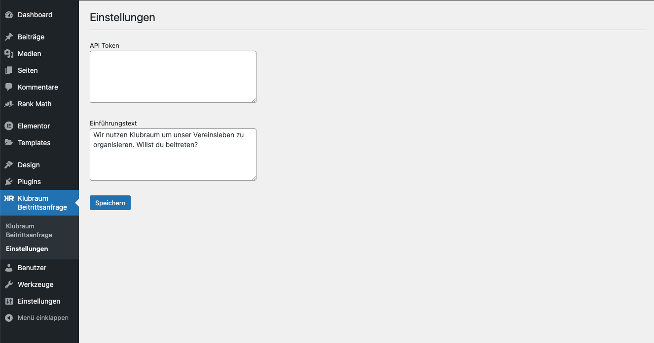 Plugin Einstellungen