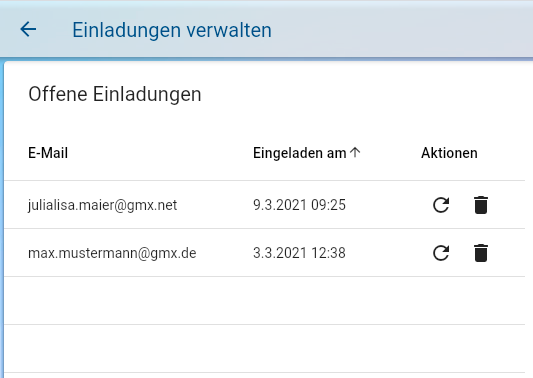 Offene Einladungen verwalten