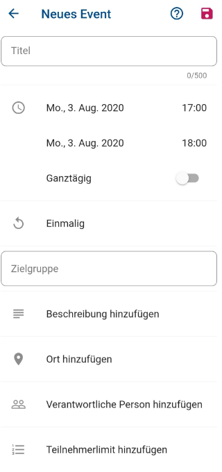 Neues Event erstellen