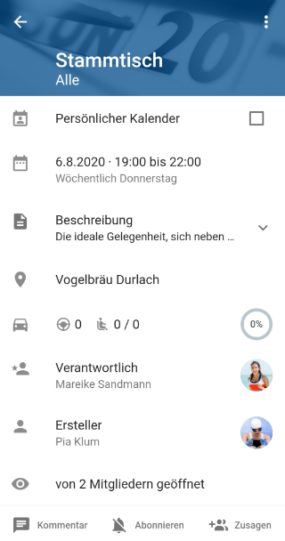 Events zu- oder absagen