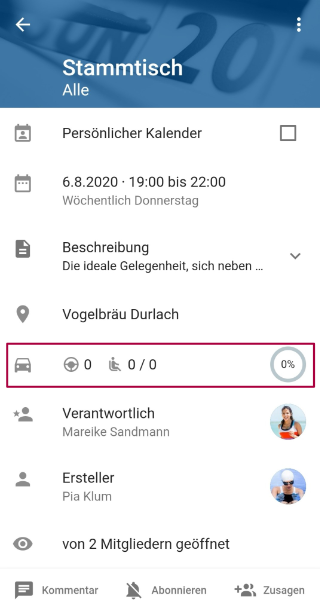 Fahrgemeinschaften Übersicht