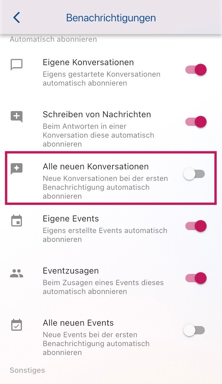 Konversationen Benachrichtigungen