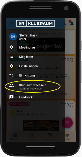 Mehrere Klubräume wechseln