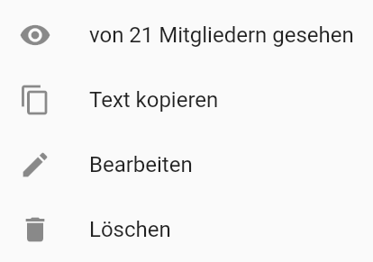 Screenshot einer Nachricht mit Kopierfunktion