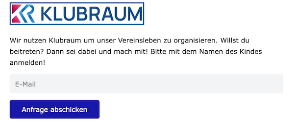 Beitrittsanfrage auf der Vereinswebsite