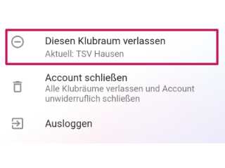 Klubraum verlassen