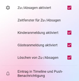 Zeitfenster Einstellungen