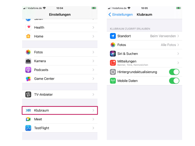 iOS Zugriffsberechtigungen