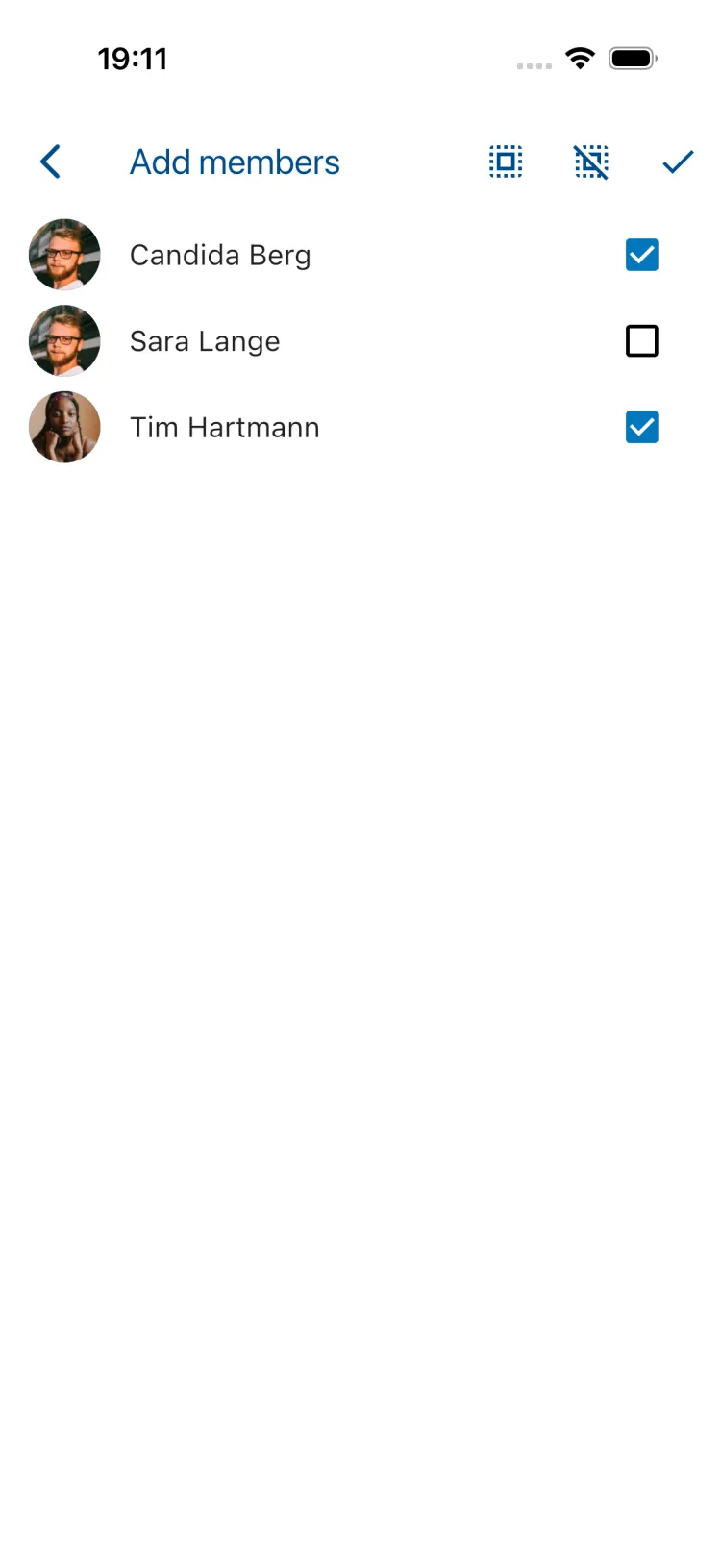 Selecting members to add