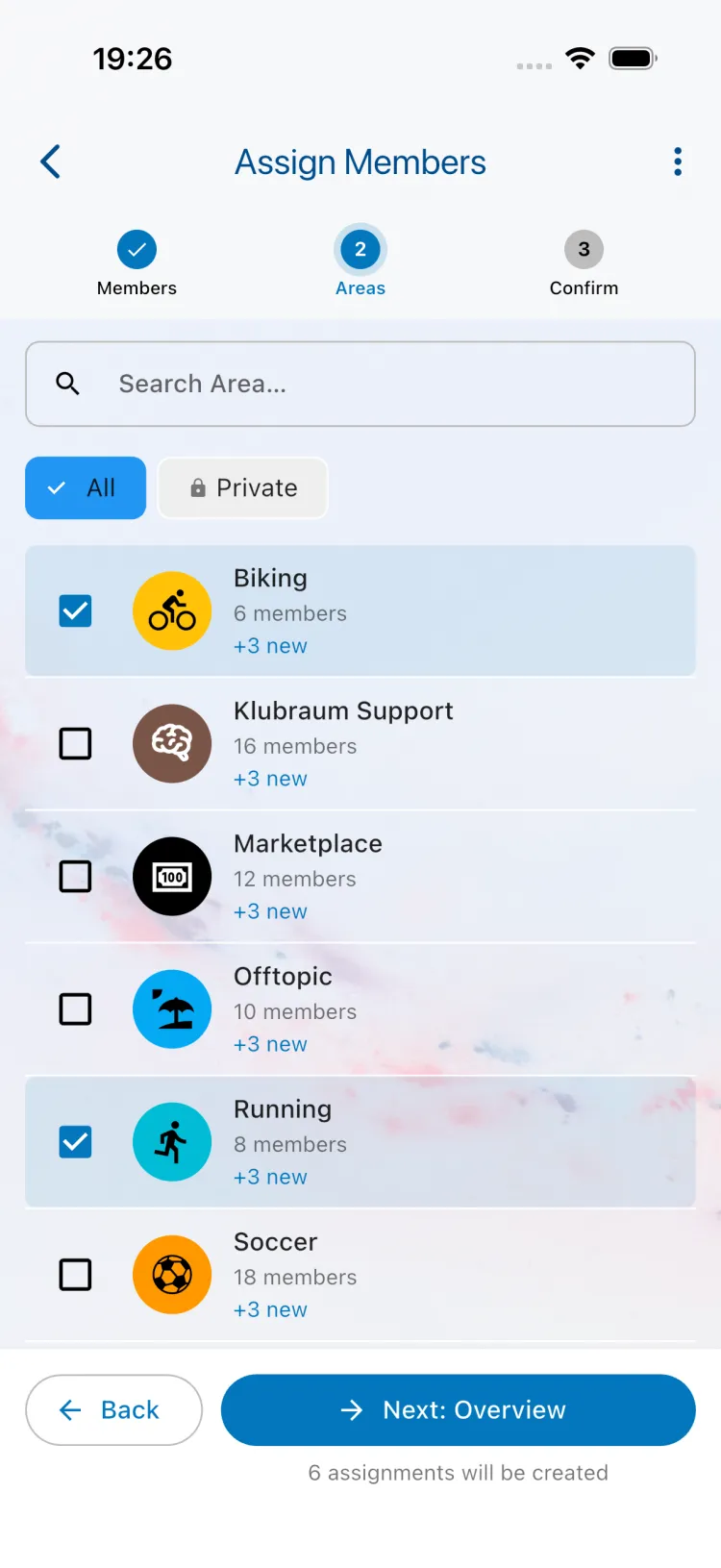 Step 2: select Areas