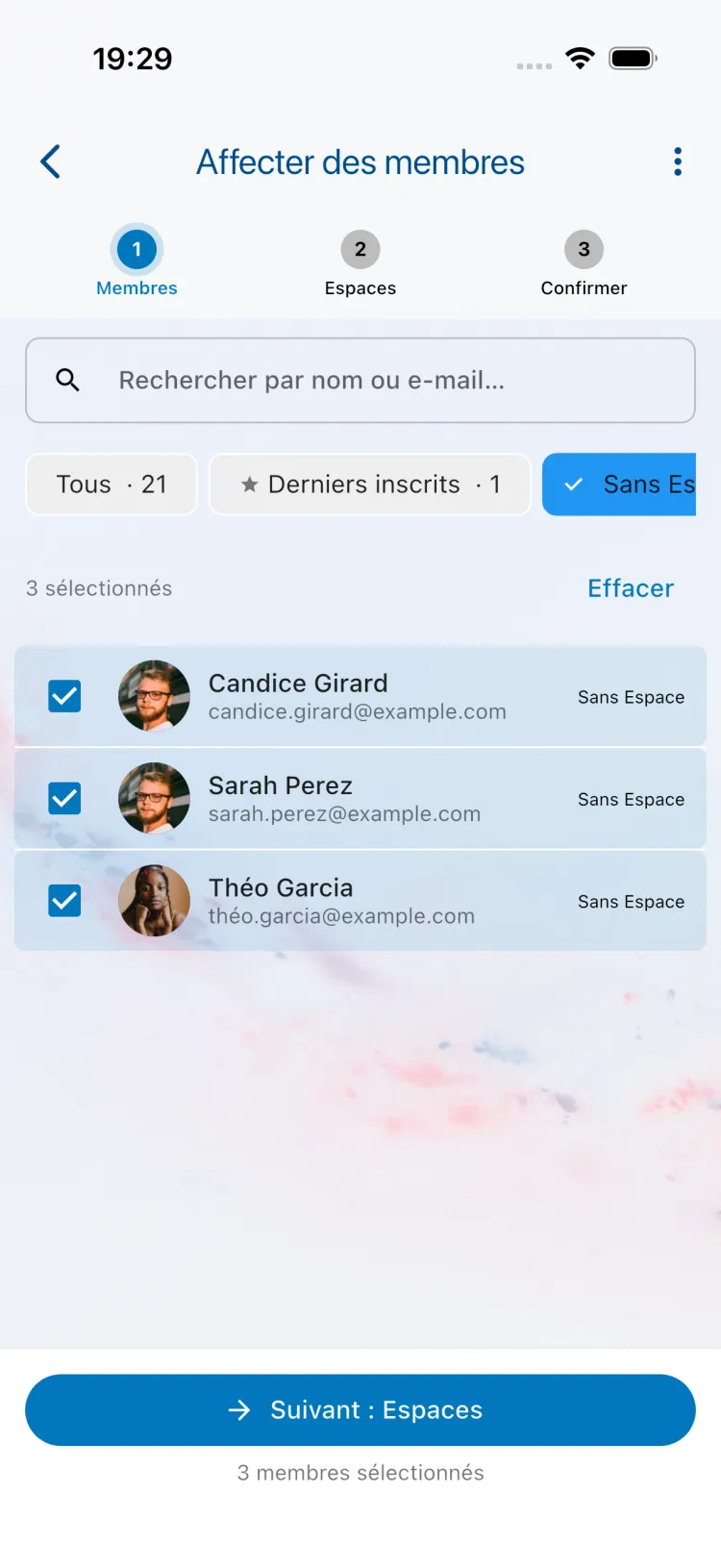 Étape 1 : sélectionner les membres