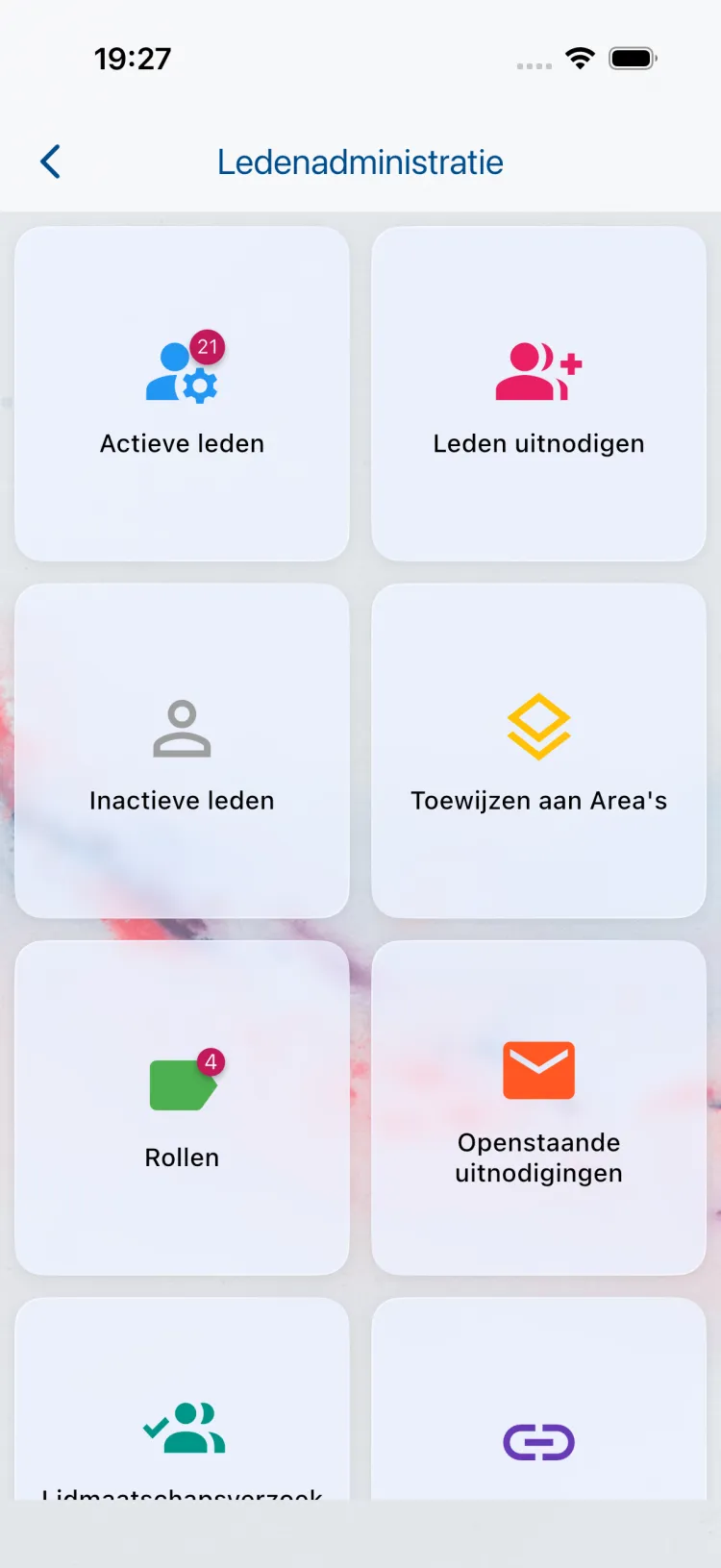 Ledenadministratie met "Toewijzen aan Area's"