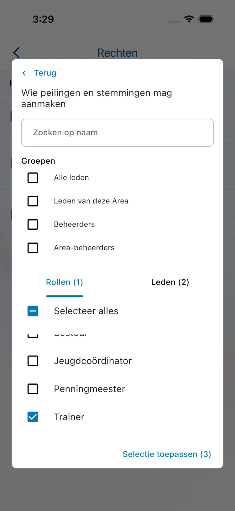 Aangepaste selectie met rollen